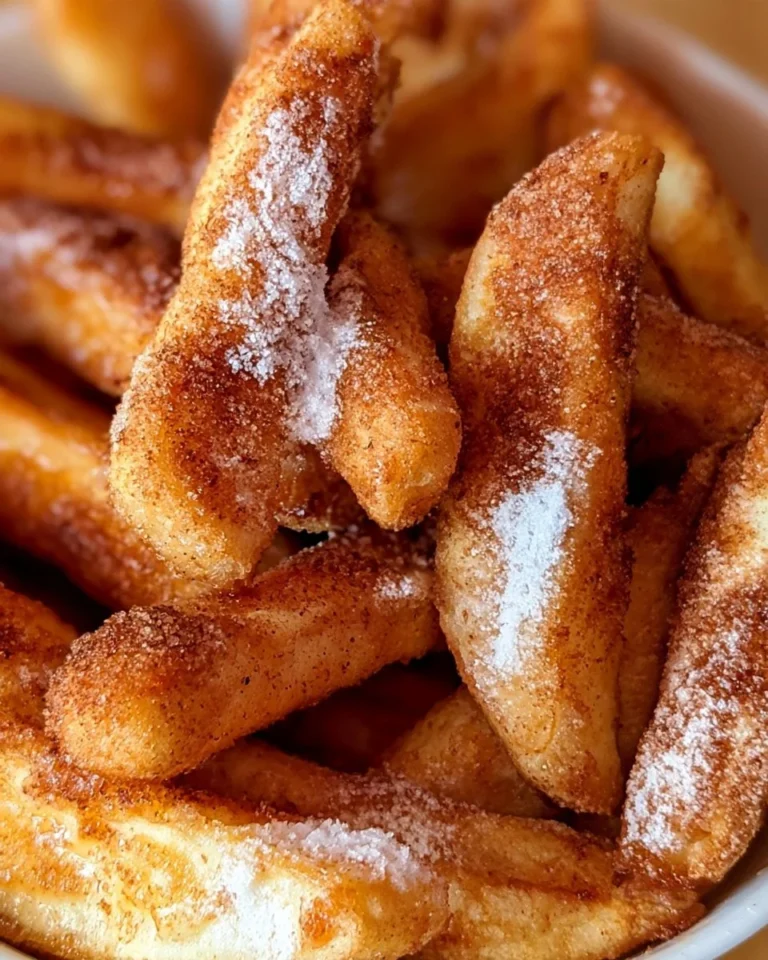 Delicious Air Fryer Apple Fries served in a bowl, crispy and golden brown.