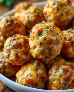 Delicious Rotel Cream Cheese Sausage Balls served in a bowl